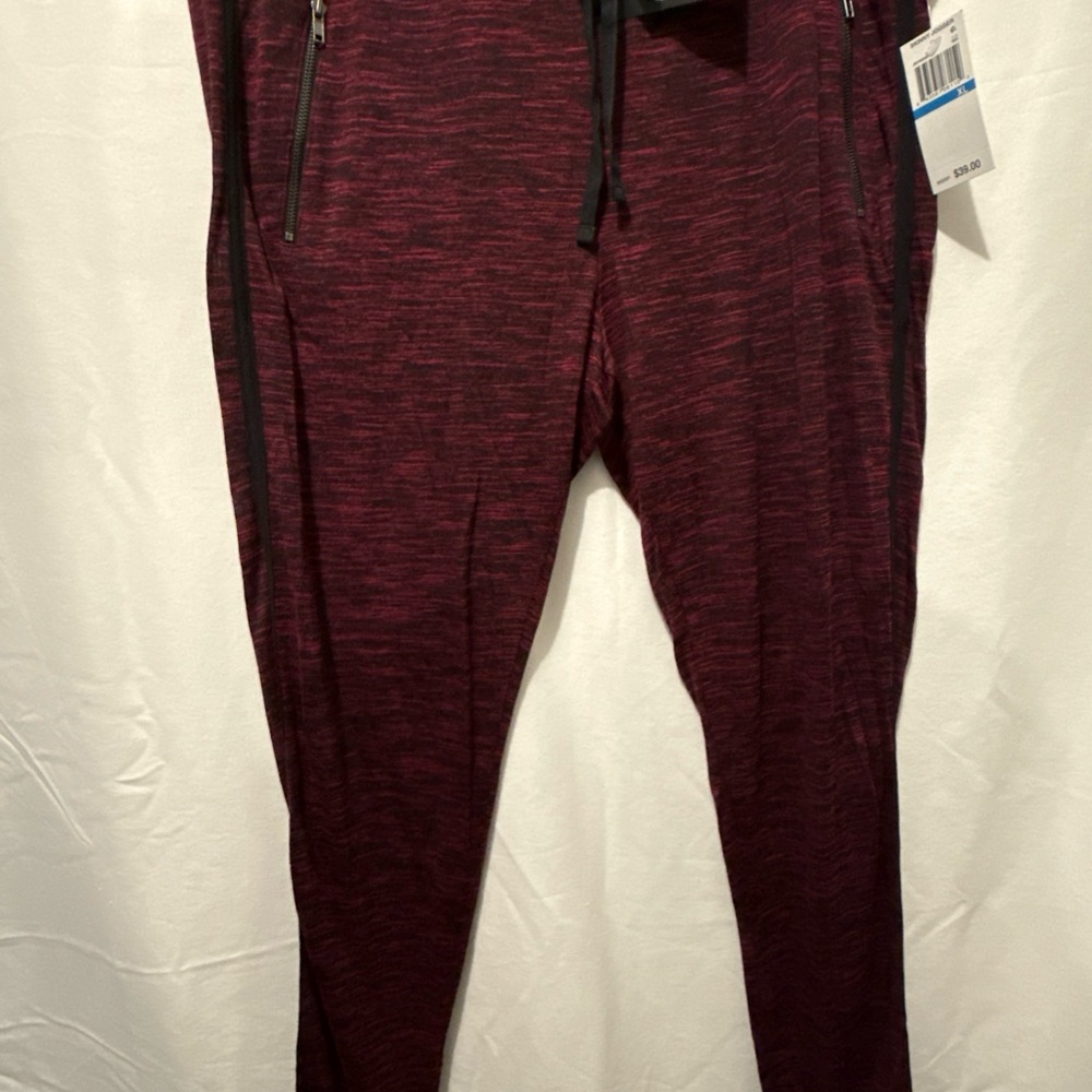 Miss Chievous Women’s Skinny Jogger Soft Pant, Maroon/Black, Size XL